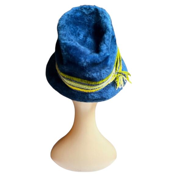 Vintage 1960s Italian Felt Blue Bucket Hat Duchess Styled by Coralie main image 5
